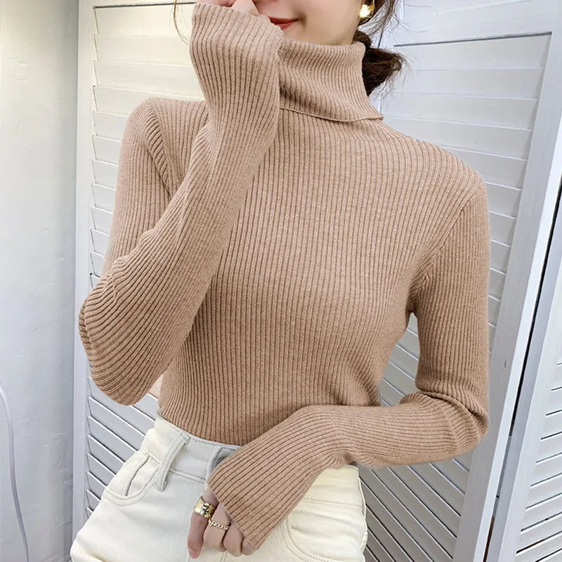 Heliar Women Fall Turtleneck Sweater Knitted Soft Pullovers Cashmere Jumpers Basic Soft Sweaters For Women 2024 Autumn Winter