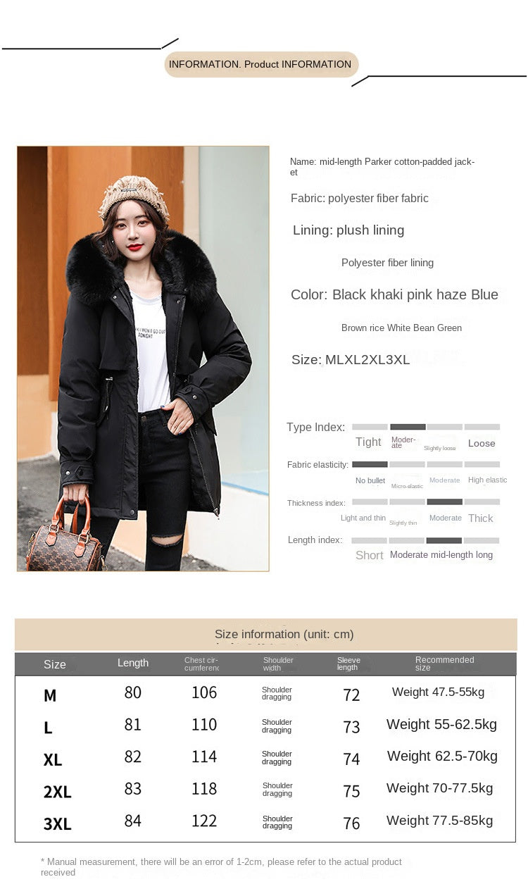 Women Parka Fashion Long Coat Wool Liner Hooded Parkas 2023 New Winter Jacket Slim with Fur Collar Warm Snow Wear Padded Clothes