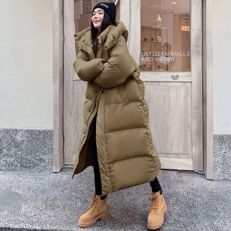 Winter Thicken Hooded Long Parkas Coats Women Casual Loose Big Size Windproof Cotton Padded Jackets Korean Snow Wear Chaquetas