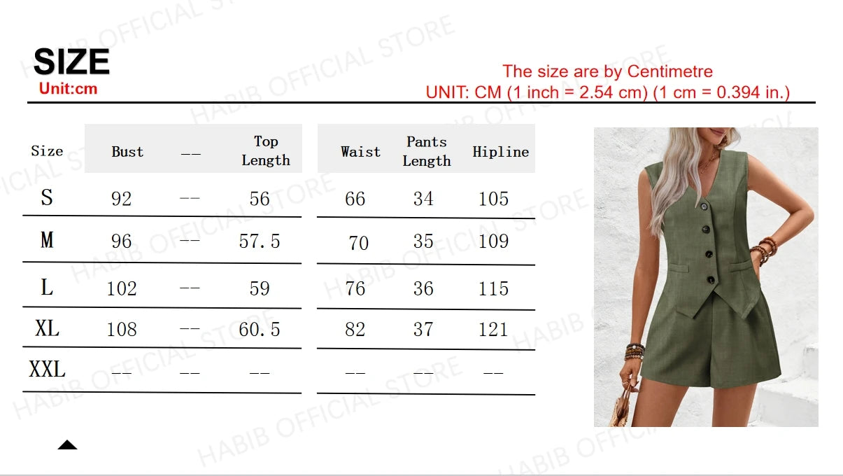 Summer Women Elegant Solid Waistcoat Shorts Set 2024 Sleeveless Vest Top+High Waist Slim Shorts Lady Office Casual 2 Pieces Set