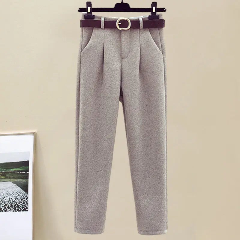 2024 Autumn Winter Wool Suit Jacket Jacket Long Sleeve Knitted Sweater Casual Trousers Three Piece Set Elegant Women's Pant Set