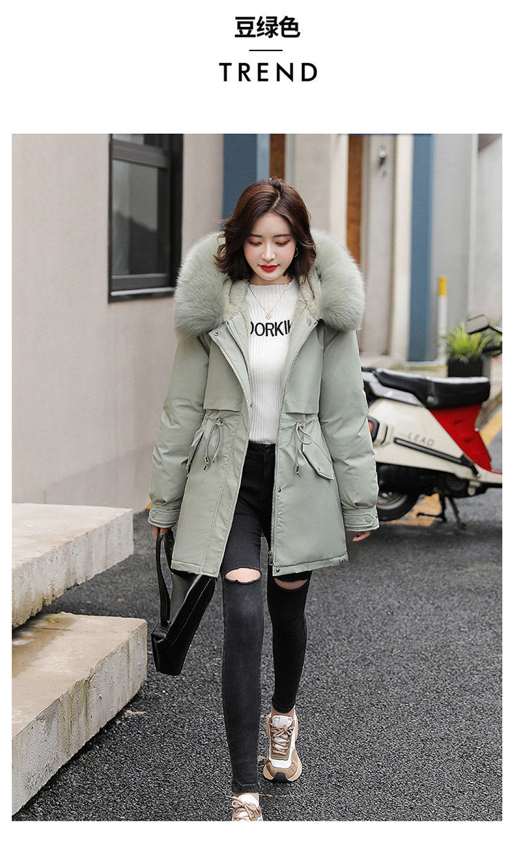 Women Parka Fashion Long Coat Wool Liner Hooded Parkas 2023 New Winter Jacket Slim with Fur Collar Warm Snow Wear Padded Clothes