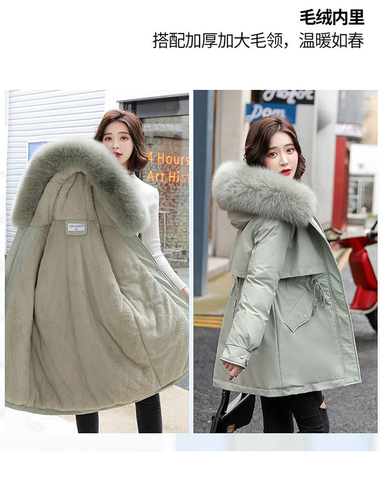 Women Parka Fashion Long Coat Wool Liner Hooded Parkas 2023 New Winter Jacket Slim with Fur Collar Warm Snow Wear Padded Clothes