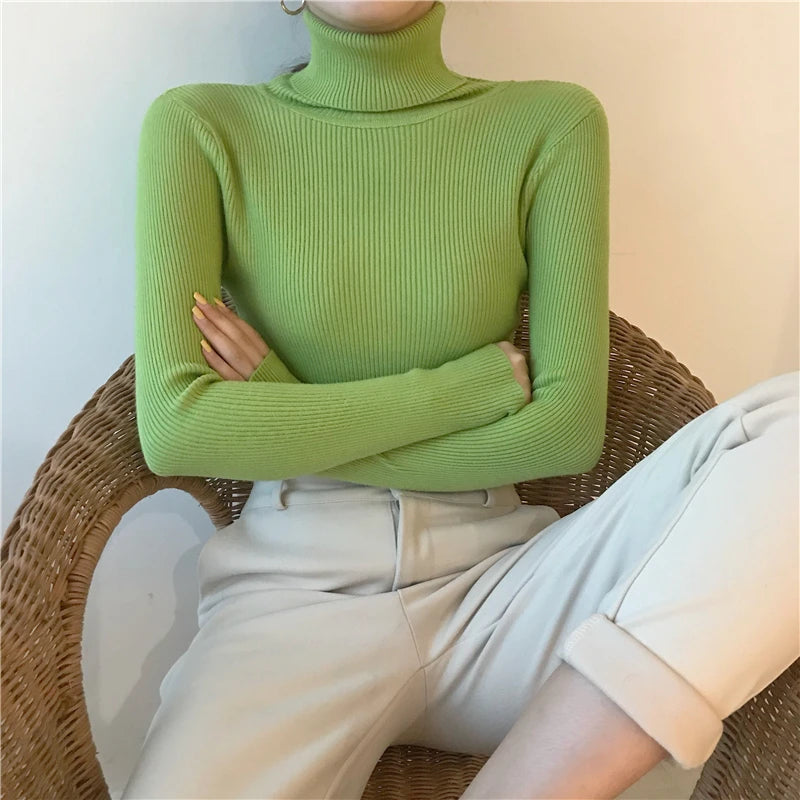 Heliar Women Fall Turtleneck Sweater Knitted Soft Pullovers Cashmere Jumpers Basic Soft Sweaters For Women 2024 Autumn Winter