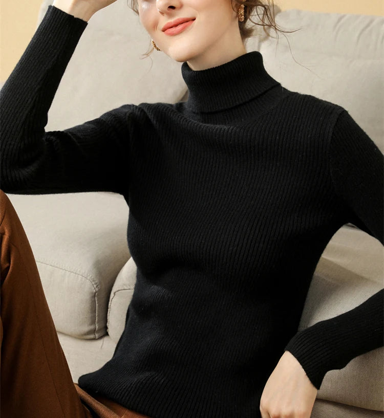 Heliar Women Fall Turtleneck Sweater Knitted Soft Pullovers Cashmere Jumpers Basic Soft Sweaters For Women 2024 Autumn Winter