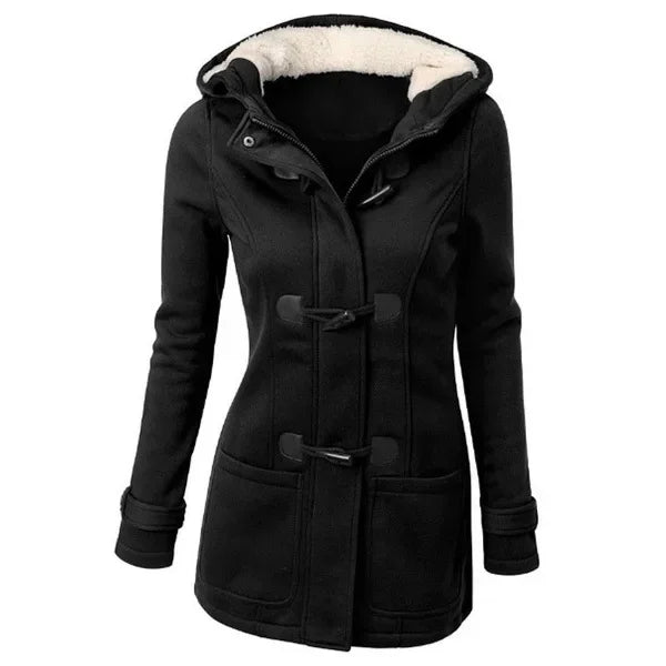 2021 Best Selling Amazon Hooded Classic Cow Horn Button Jacket Cotton Coat Autumn/Winter Parkas Fashion Outerwear