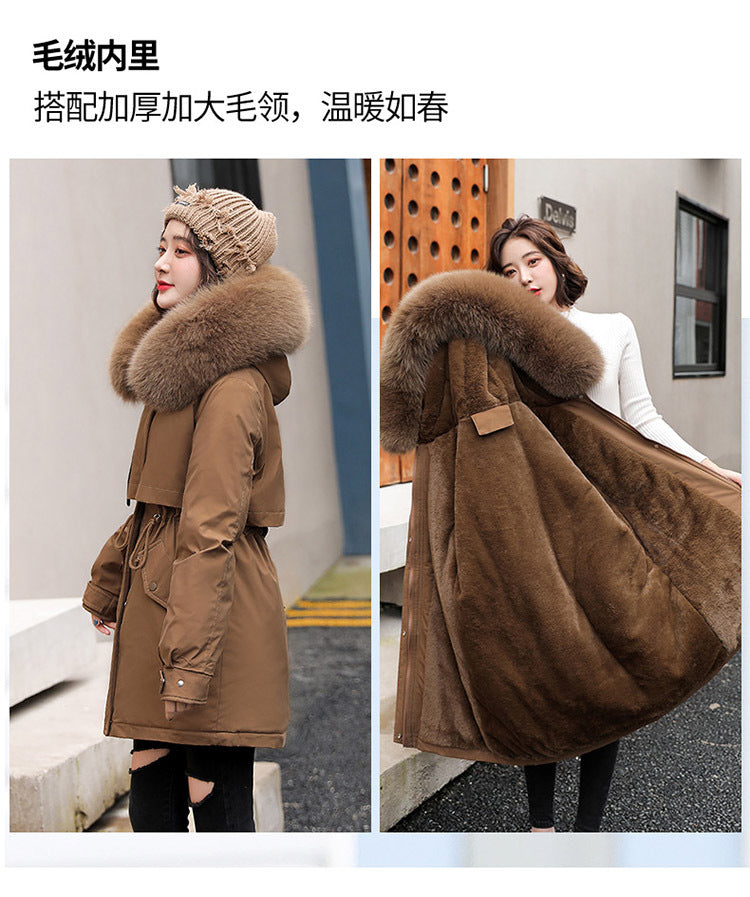 Women Parka Fashion Long Coat Wool Liner Hooded Parkas 2023 New Winter Jacket Slim with Fur Collar Warm Snow Wear Padded Clothes