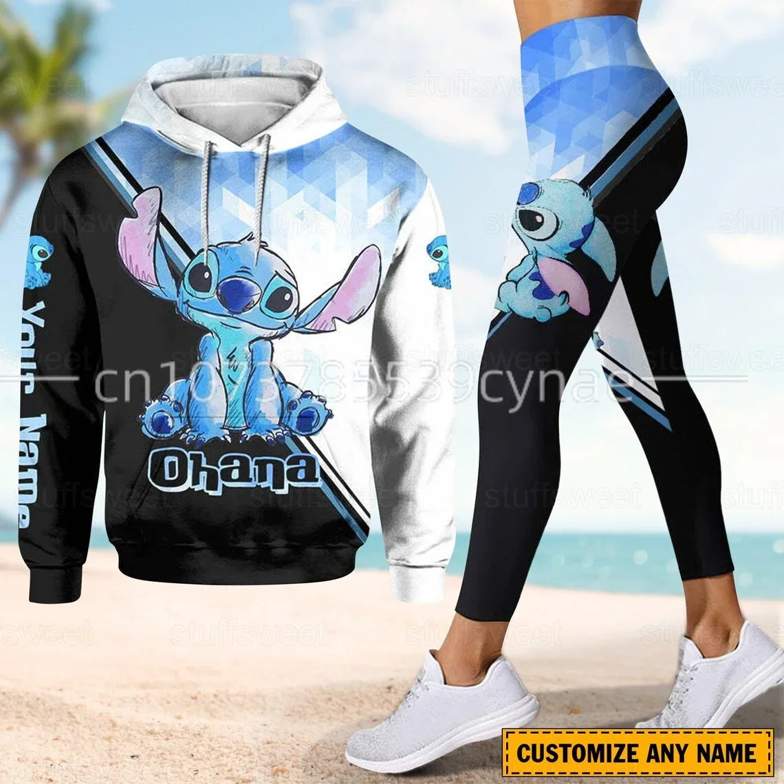 Disney Stitch 3D Hoodie Leggings set Women's Hoodie Suit StitchYoga Pants Sweatpants Fashion Mickey Sports Suit