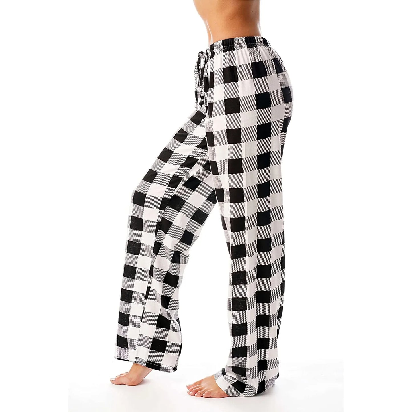 Women Christmas Pajama pants Autumn Winter Plaid Printed Pants Fashion Casual Wide Leg Pants Clothing Streetwear