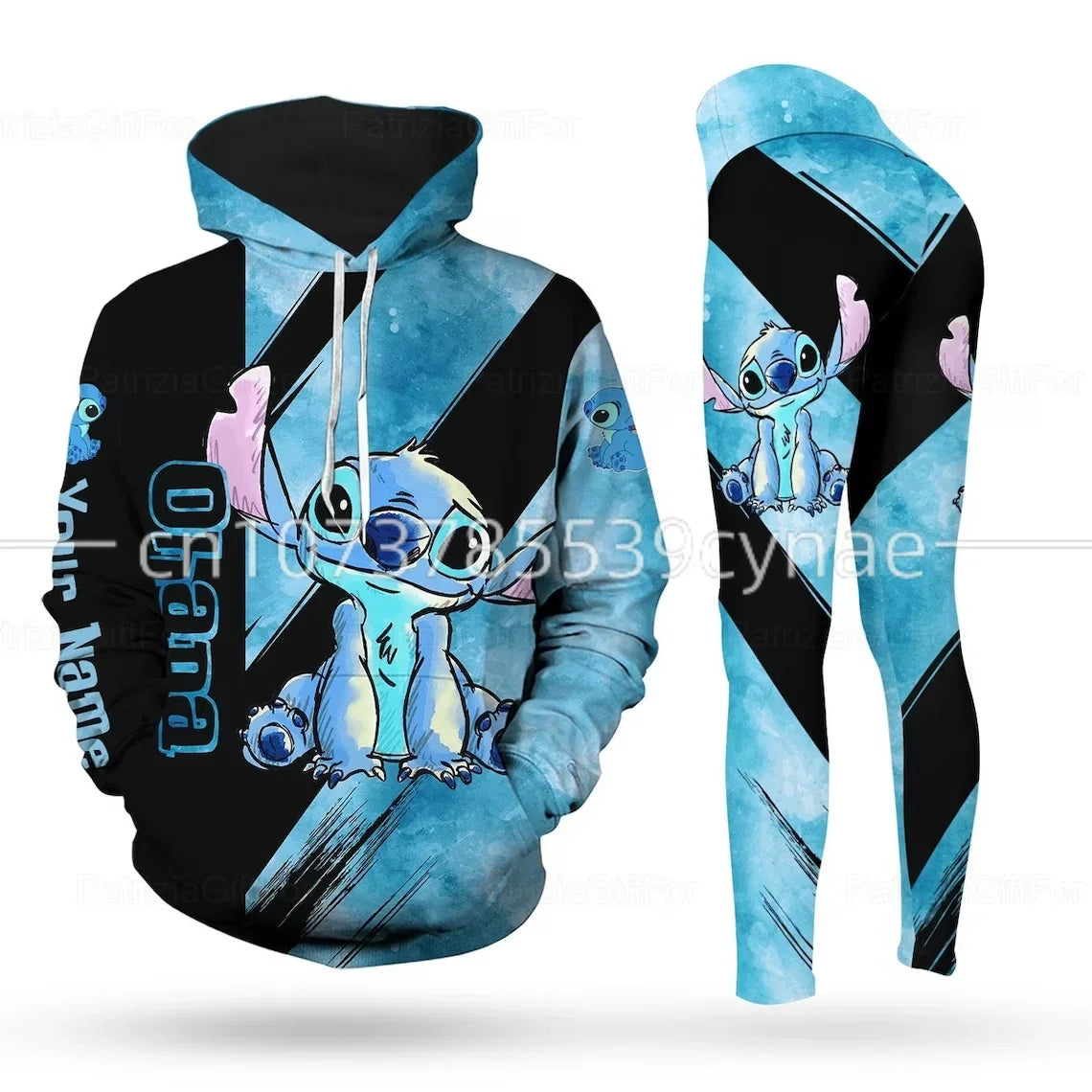 Disney Stitch 3D Hoodie Leggings set Women's Hoodie Suit StitchYoga Pants Sweatpants Fashion Mickey Sports Suit