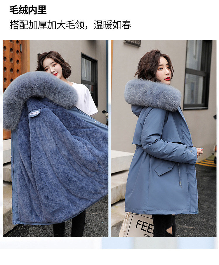 Women Parka Fashion Long Coat Wool Liner Hooded Parkas 2023 New Winter Jacket Slim with Fur Collar Warm Snow Wear Padded Clothes