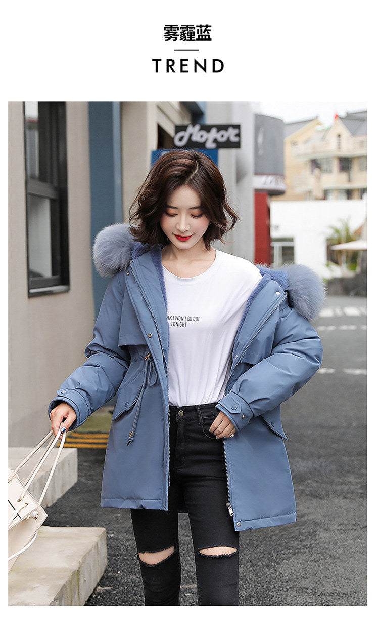 Women Parka Fashion Long Coat Wool Liner Hooded Parkas 2023 New Winter Jacket Slim with Fur Collar Warm Snow Wear Padded Clothes