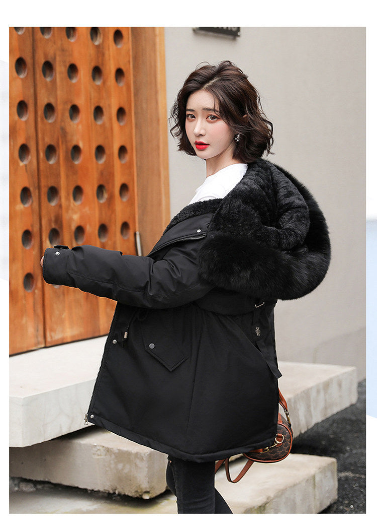 Women Parka Fashion Long Coat Wool Liner Hooded Parkas 2023 New Winter Jacket Slim with Fur Collar Warm Snow Wear Padded Clothes