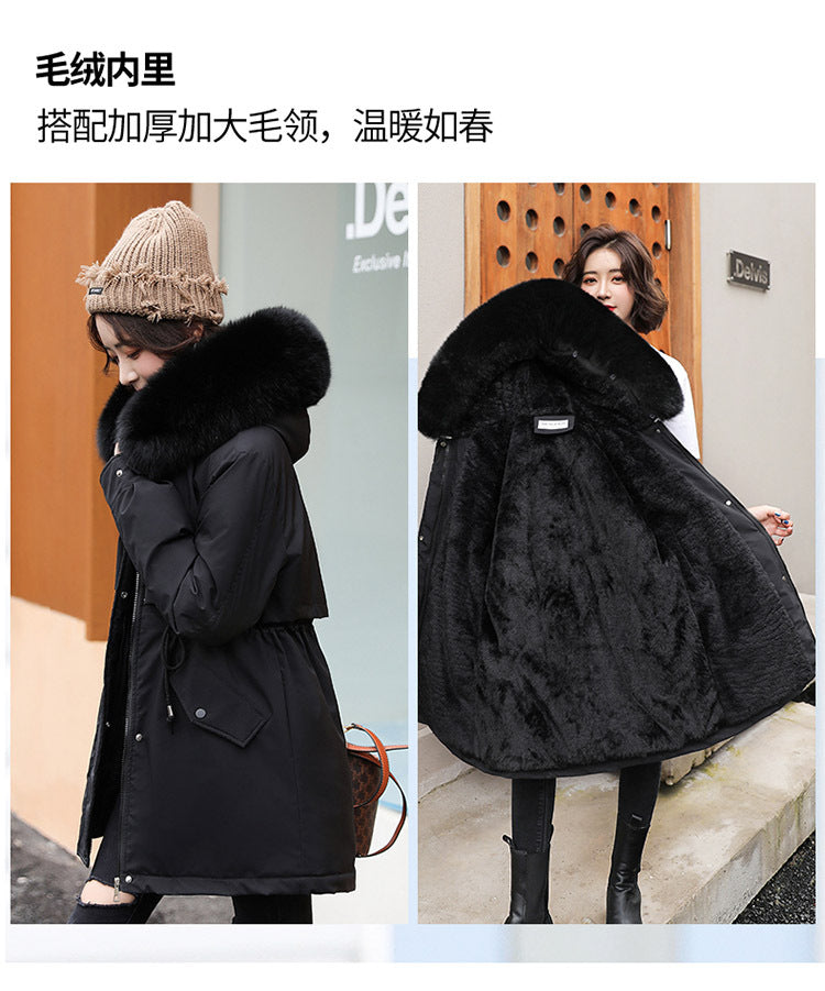 Women Parka Fashion Long Coat Wool Liner Hooded Parkas 2023 New Winter Jacket Slim with Fur Collar Warm Snow Wear Padded Clothes