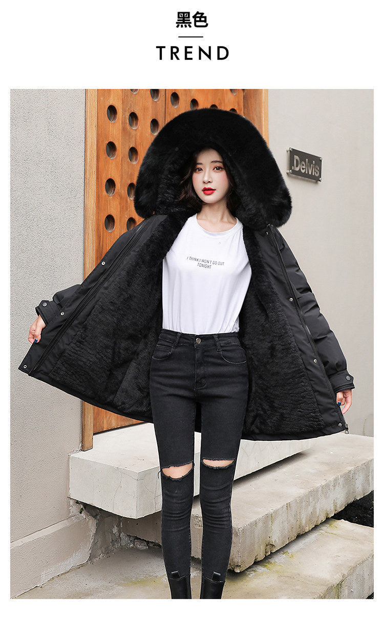 Women Parka Fashion Long Coat Wool Liner Hooded Parkas 2023 New Winter Jacket Slim with Fur Collar Warm Snow Wear Padded Clothes