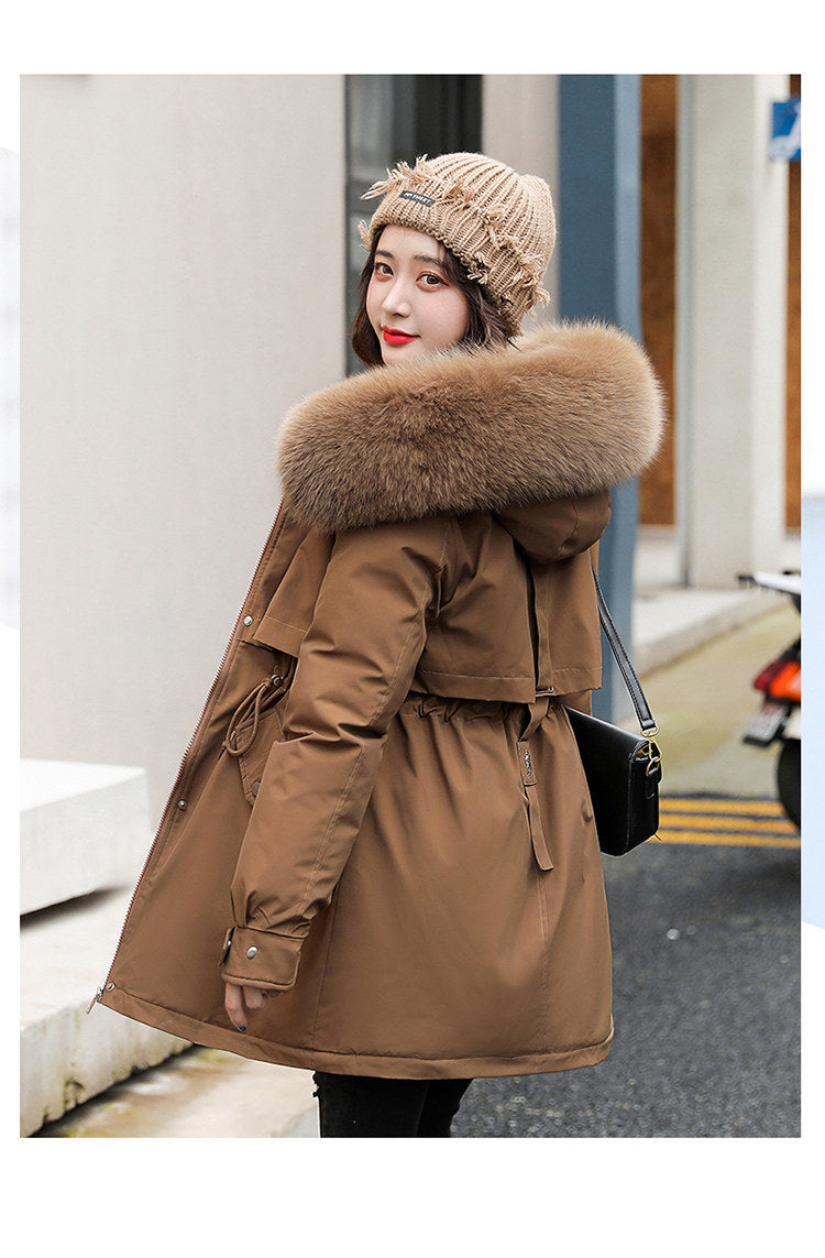 Women Parka Fashion Long Coat Wool Liner Hooded Parkas 2023 New Winter Jacket Slim with Fur Collar Warm Snow Wear Padded Clothes