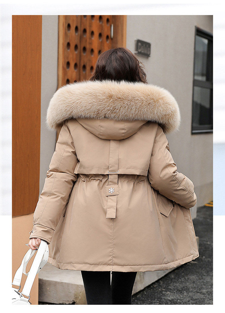 Women Parka Fashion Long Coat Wool Liner Hooded Parkas 2023 New Winter Jacket Slim with Fur Collar Warm Snow Wear Padded Clothes